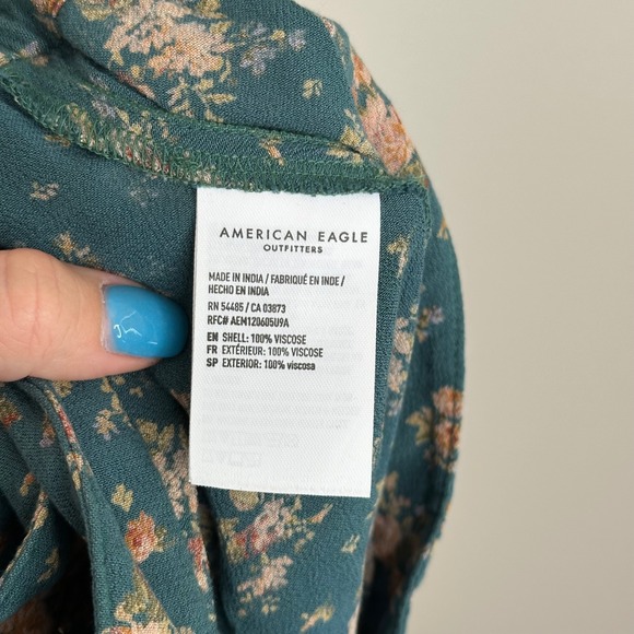 American Eagle Green Floral Print Mini Skirt Tie Waist‎ Women's Medium - Picture 6 of 7